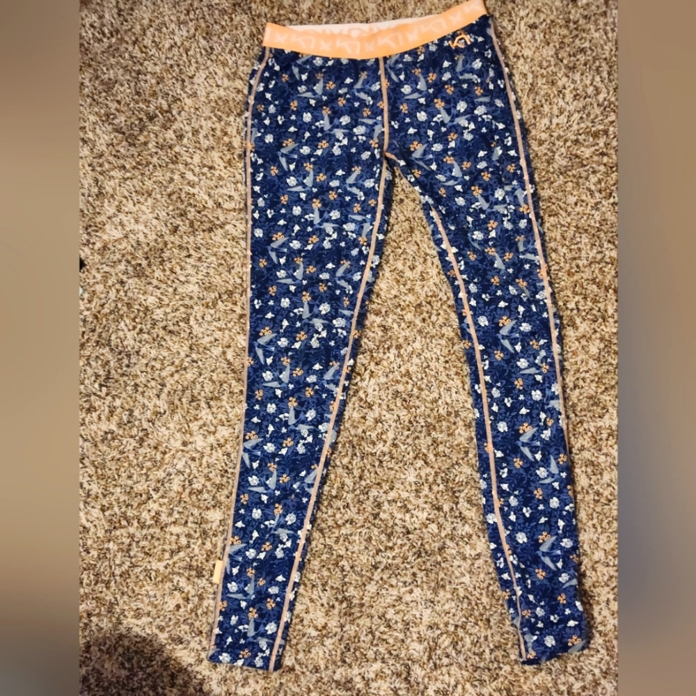KARI TRAA Fryd Baselayer Pant Blue Floral Size Medium